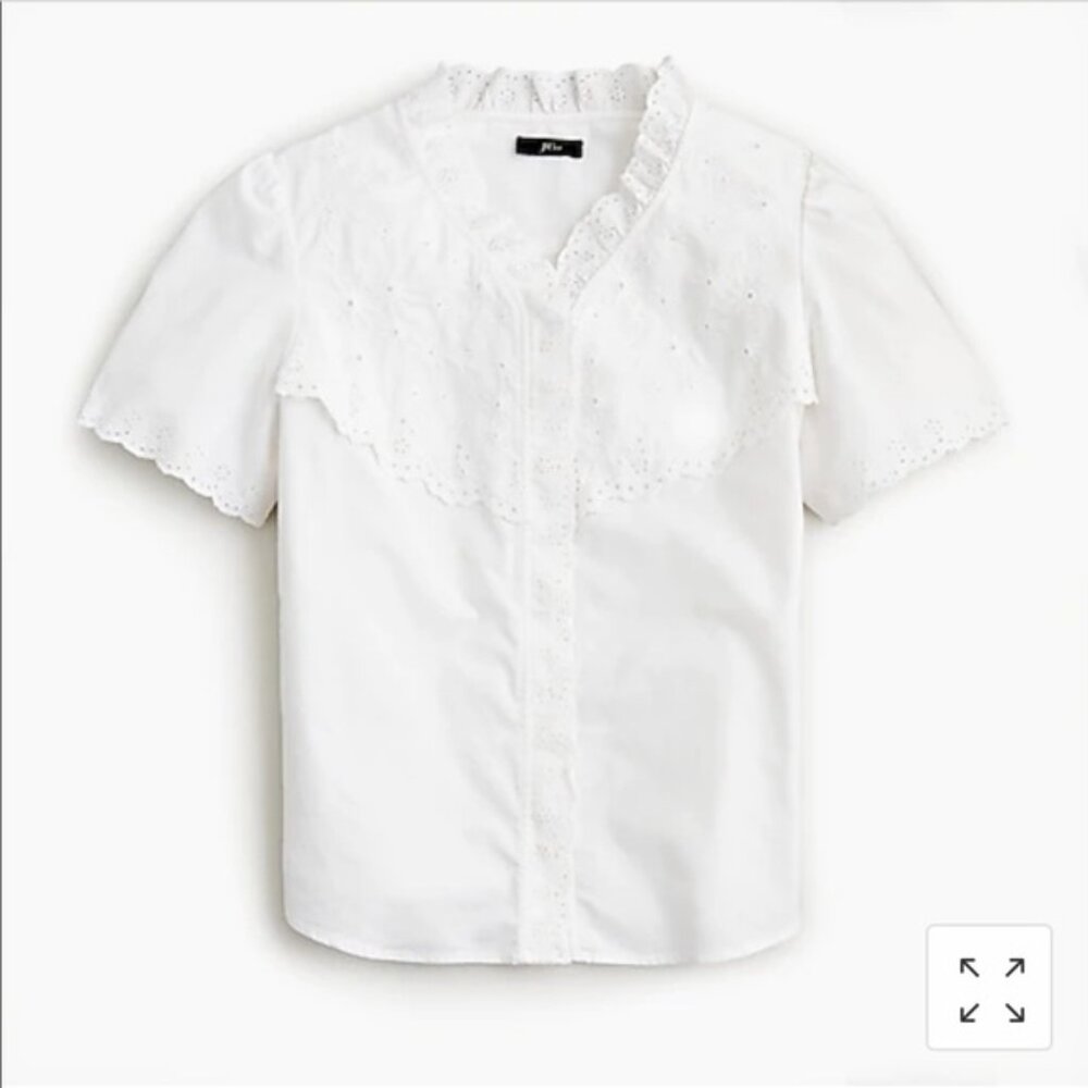 NWT J Crew Ruffle Bib Top with Embroidered Eyelet